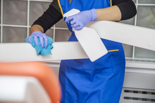 Experienced cleaner preparing a spotless kitchen or office area in Streatham